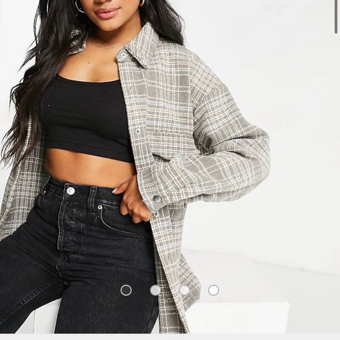 Missguided Grå rutig skjortjacka i oversize modell