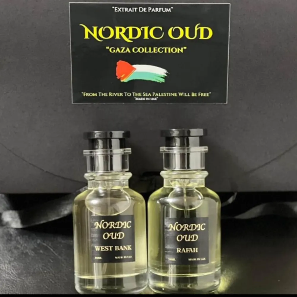 West bank Extrait De Parfum  av Nordic oud För män.  30% olje koncetrat. 48 timmars hållbarhet Garanti. Unik Doft som har lång Projektion. En summa av vinsten går till välgörenhet. Rafah Extrait De Parfum  av Nordic oud För dam.  30% olje koncetrat.. Övrigt.