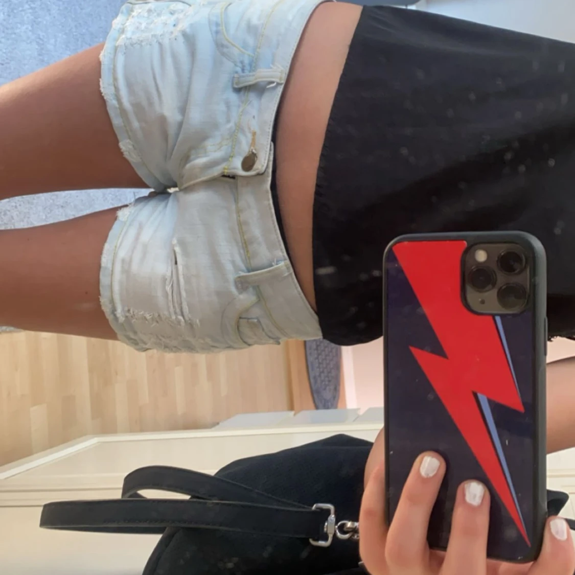 Lågmidjade jeansshorts  - 91