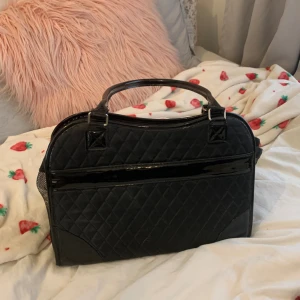 Hundväska - Hundväska för liten hund, plats för att sätta fast koppel, nät på sidorna och en flärp på ovansidan för att stänga. Ca 27cm hög och 35cm bred💗