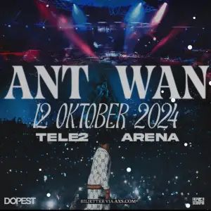 Heej, jag säljer min biljett till ANT Wan konserten på Tele2 arena den 12e oktober. Det är bakre ståplats på sektion D.  Utgår från att sälja för 700 men priset kan diskuteras.