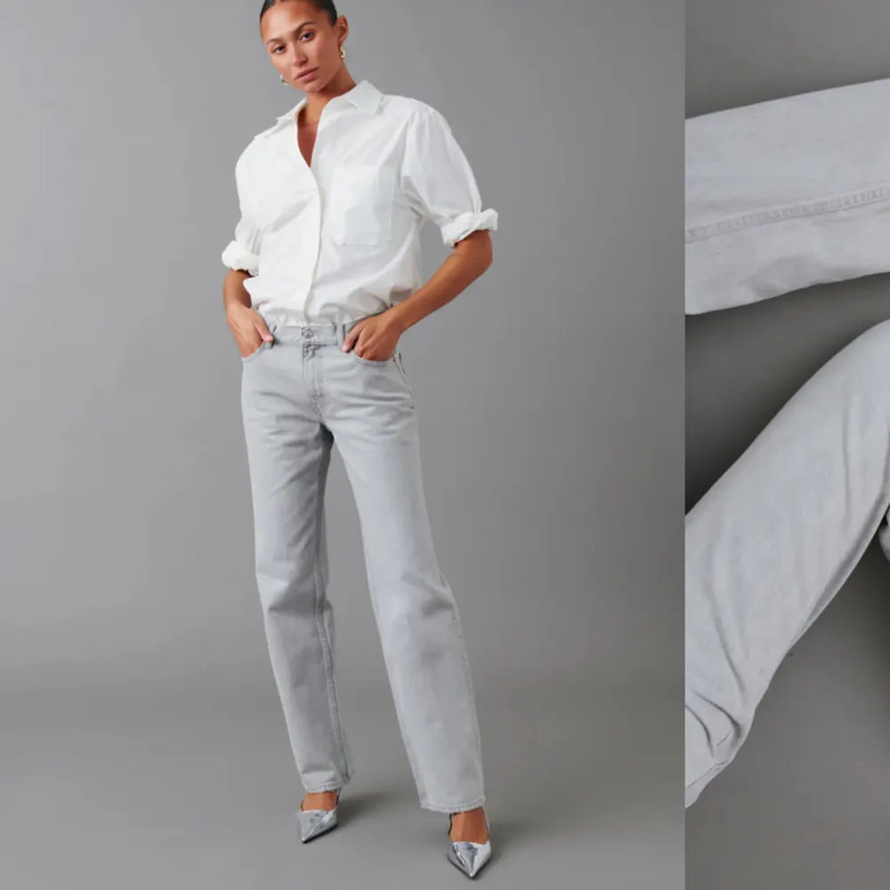 Low straight jeans från Gina i grå färg Inga defekter och använda 2 gånger Säljer då dom inte passar mig längre 🩶. Jeans & Byxor.