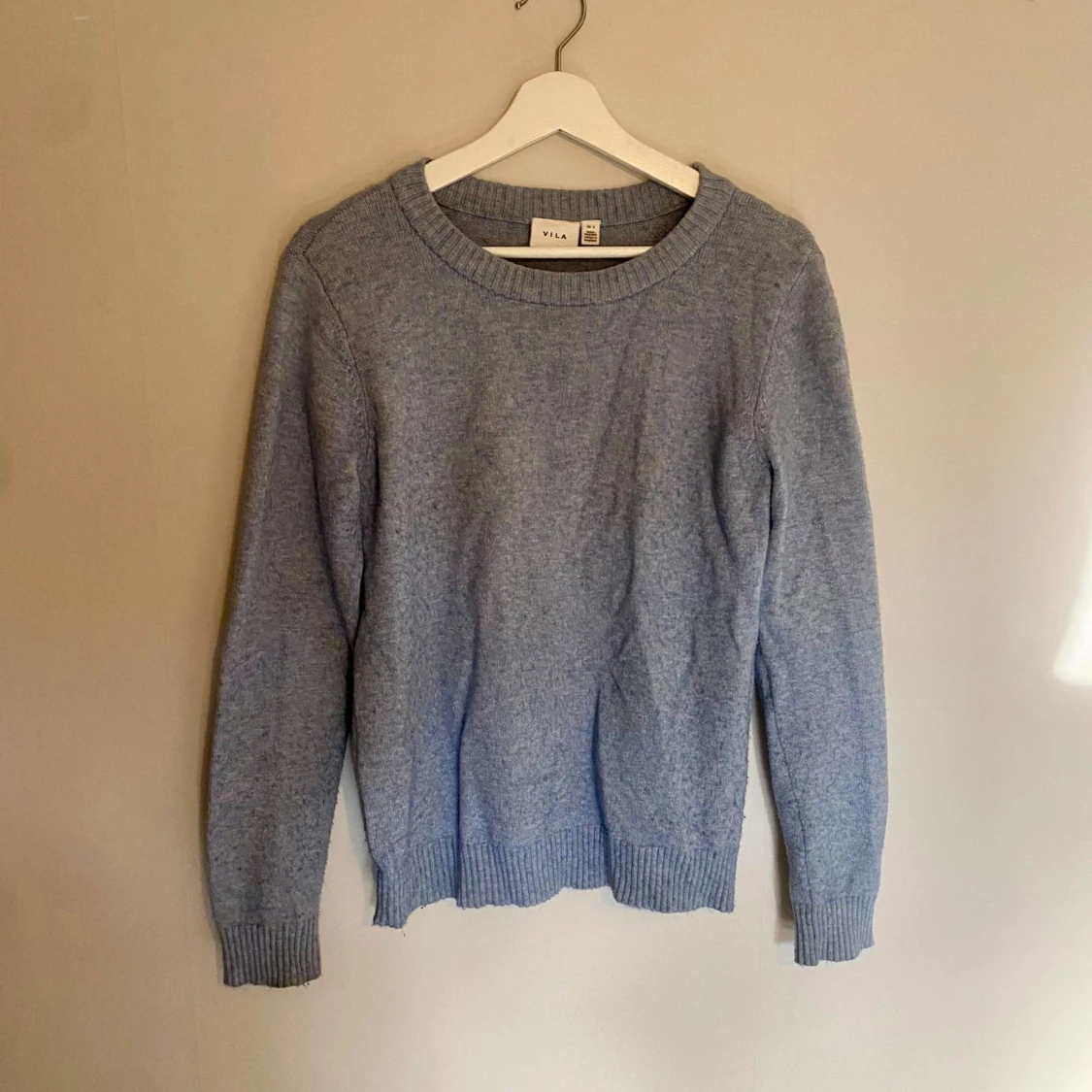 Blå stickad tröja, stl S