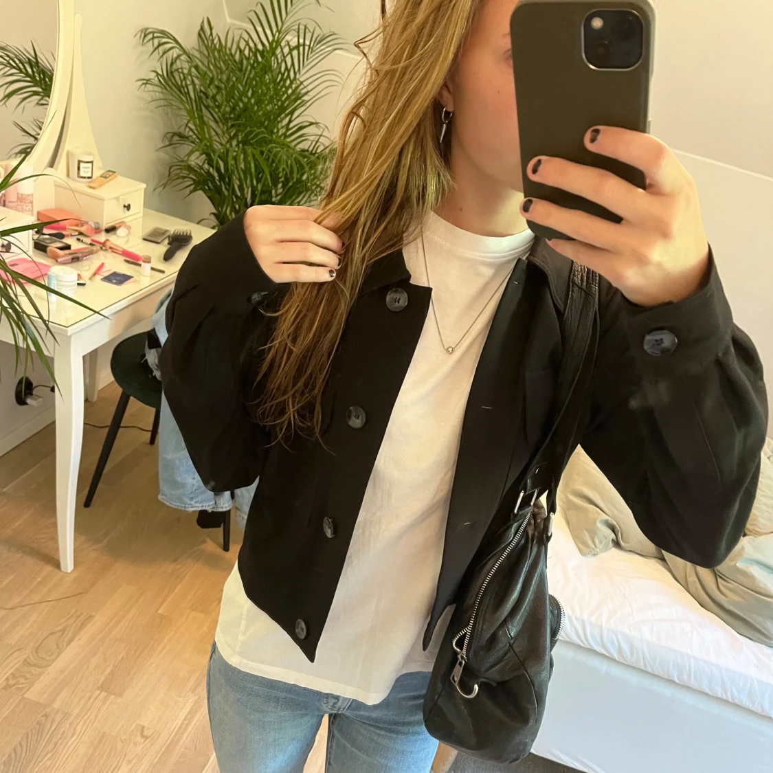 Svart kort kappa - 90