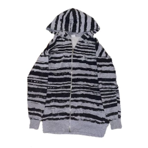 Y2k Sip up hoodie  - Den är i bra skick och är grå med svarta ränder, väldigt cool och i bra skick. Funkar som ett M och en L