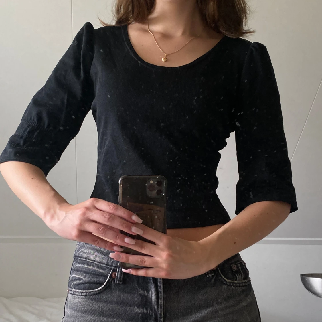 Svart volangblus - 91