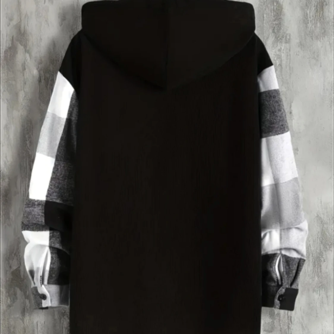 Svart/Vit rutig huvjacka - 90