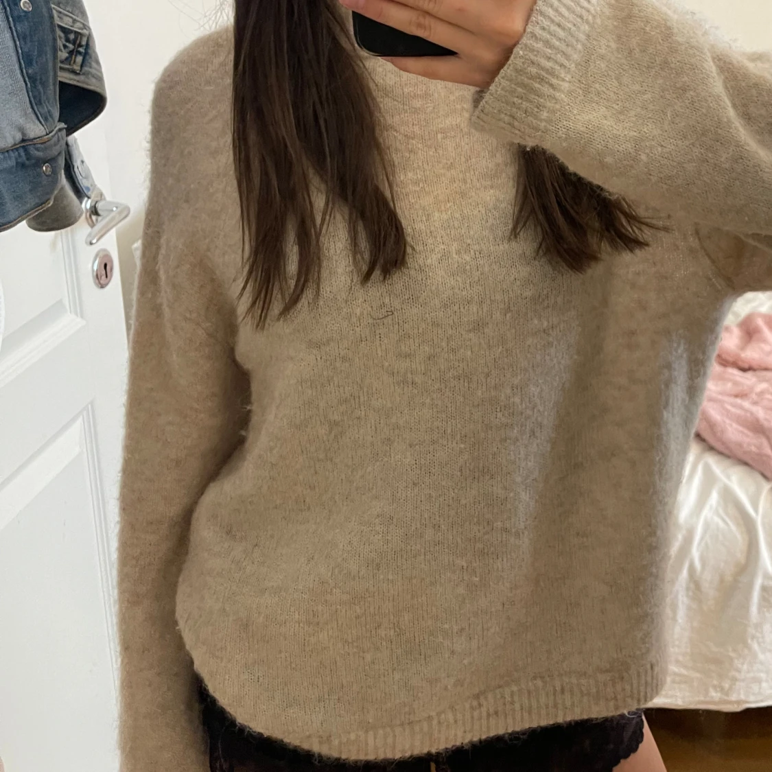 beige stickad tröja - 90