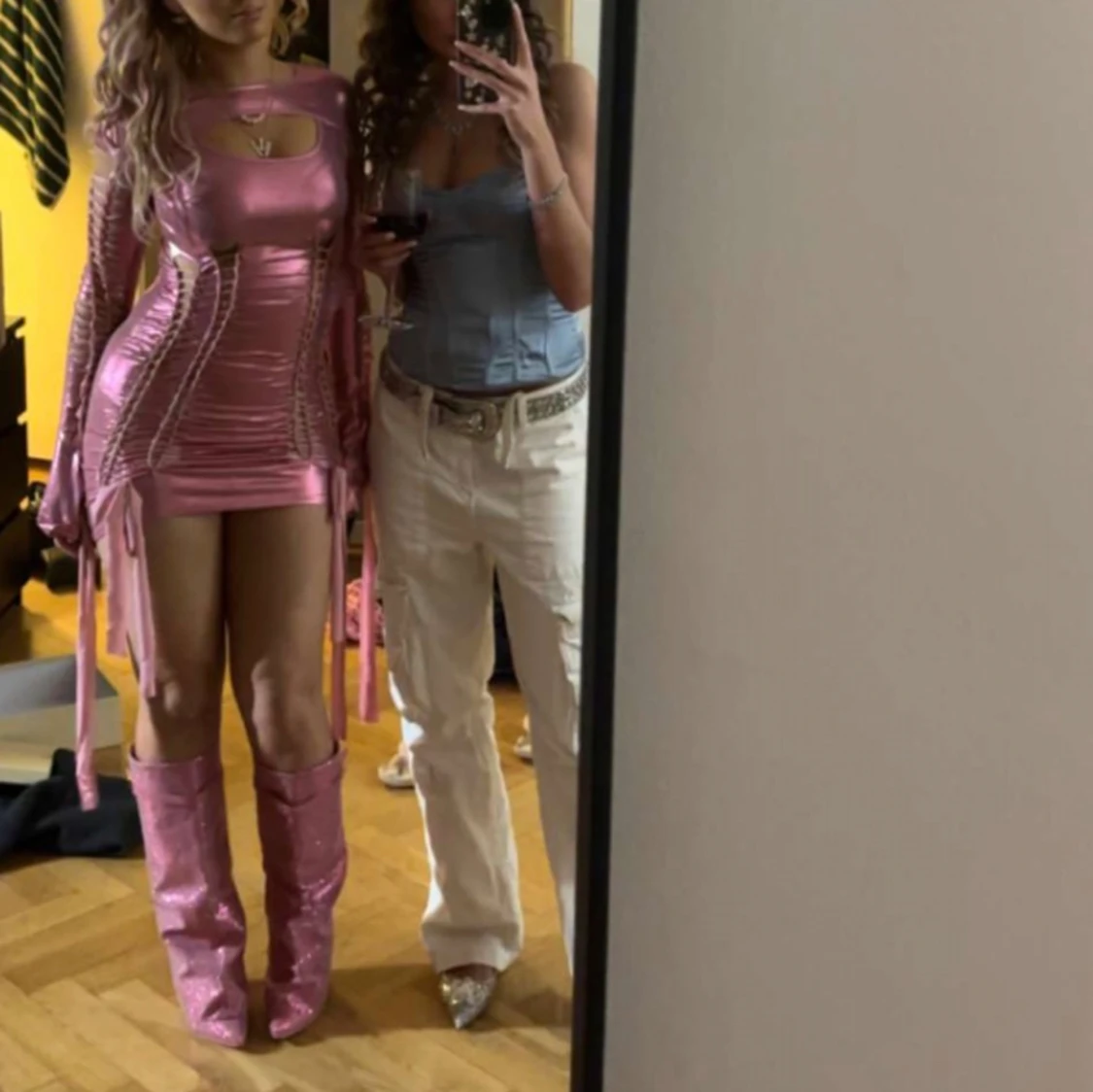 Rosa glittriga boots, 400kr - 90