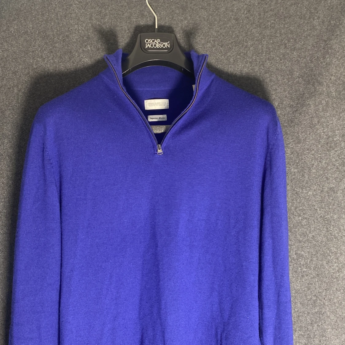 Blå Merino Halfzip 