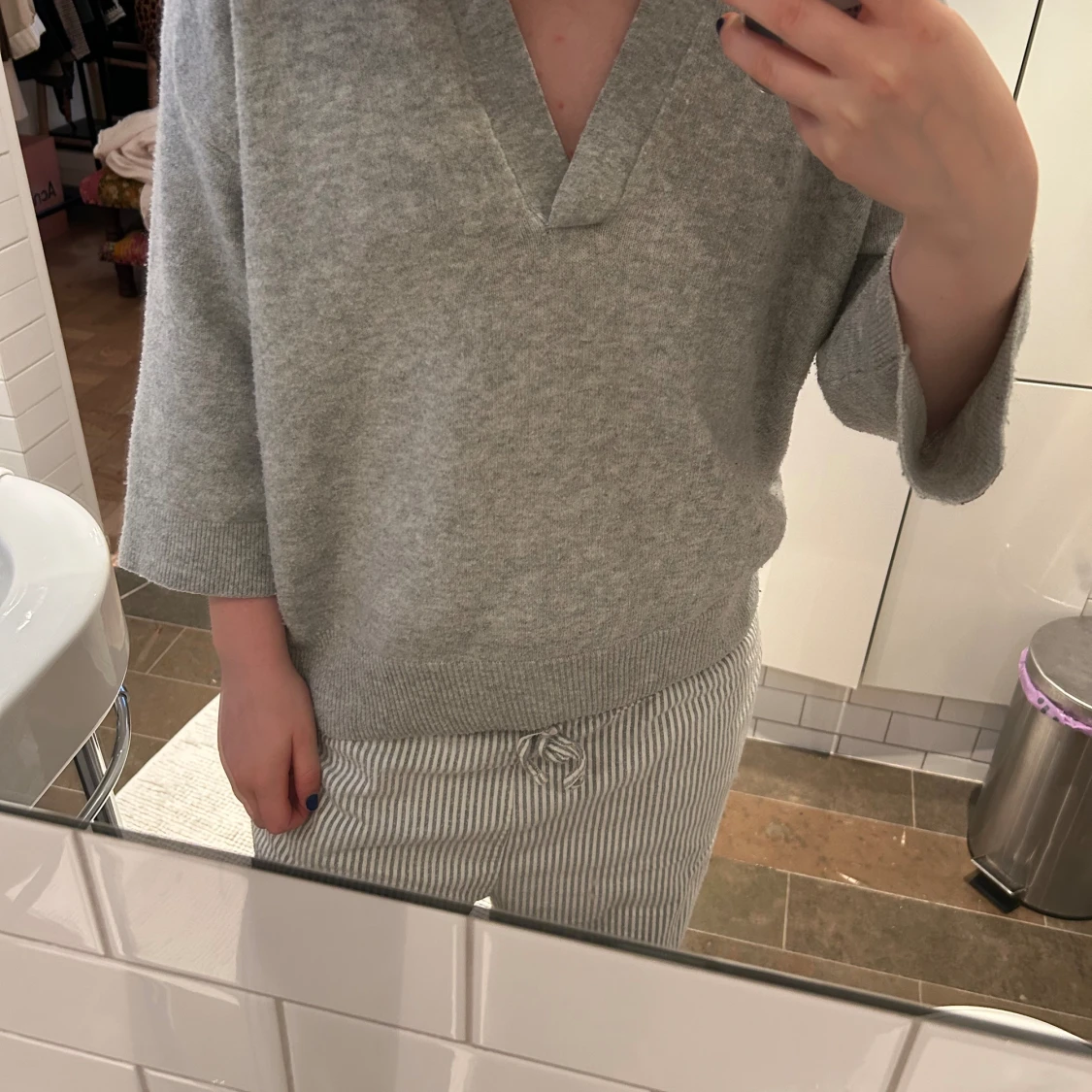 Kortärmad stickad tröja