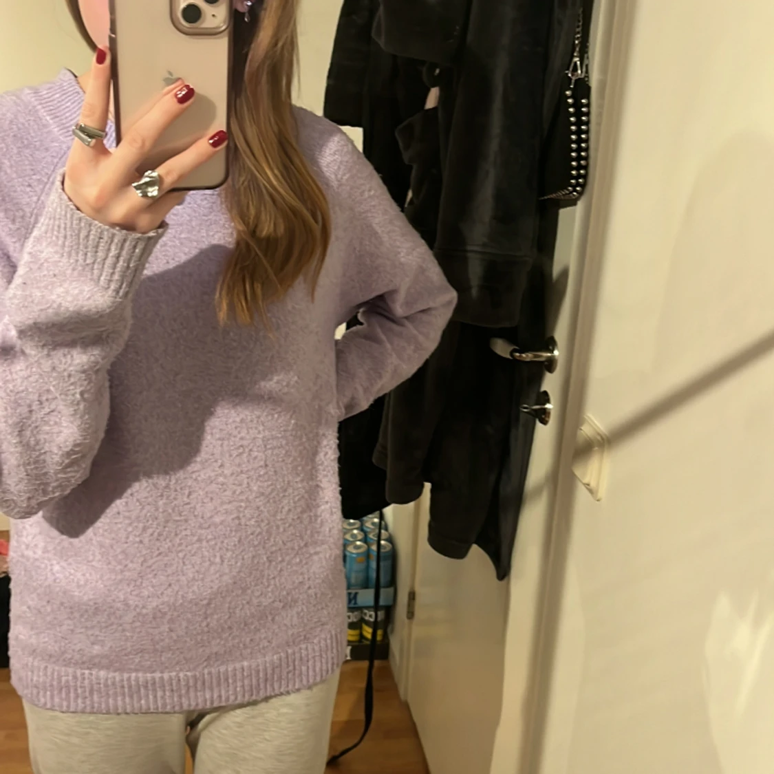 Lila stickad tröja - 91