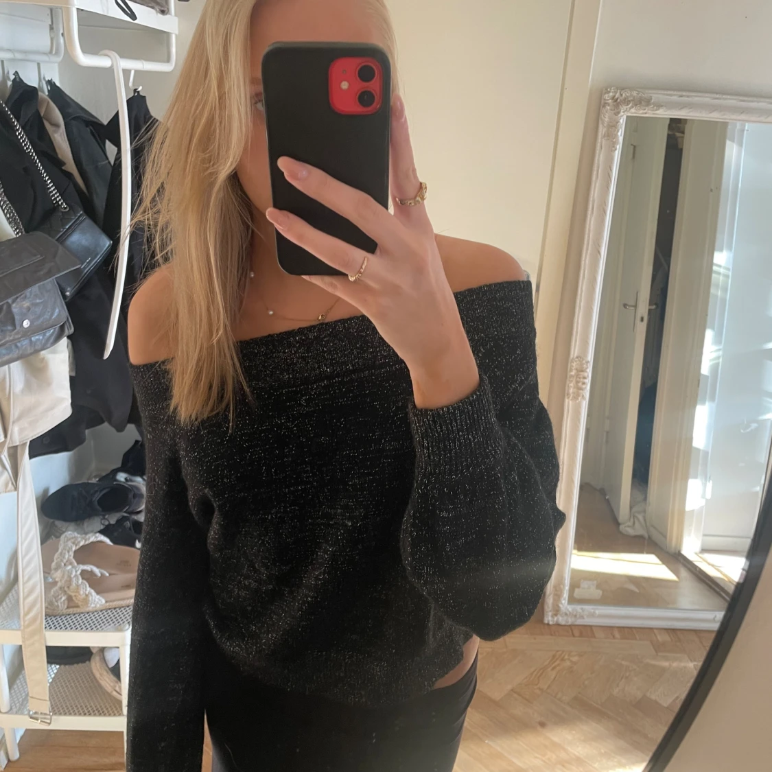 Stickad glittrig tröja  - 90