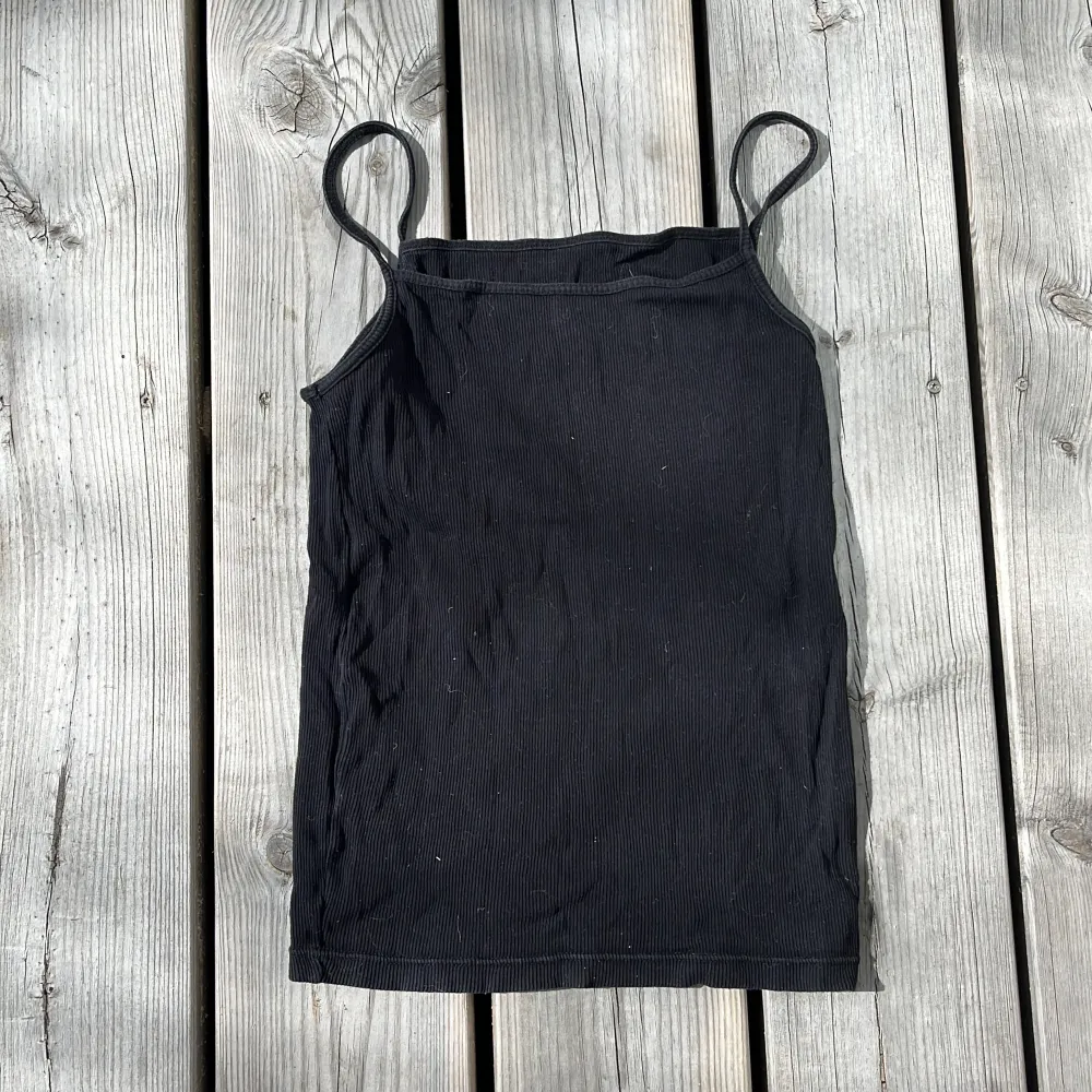 Ett svart linne från okänt märke 🫶🏽 Står inte storlek men skulle säga S! Helt fläckfri och som ny 💞. Toppar.