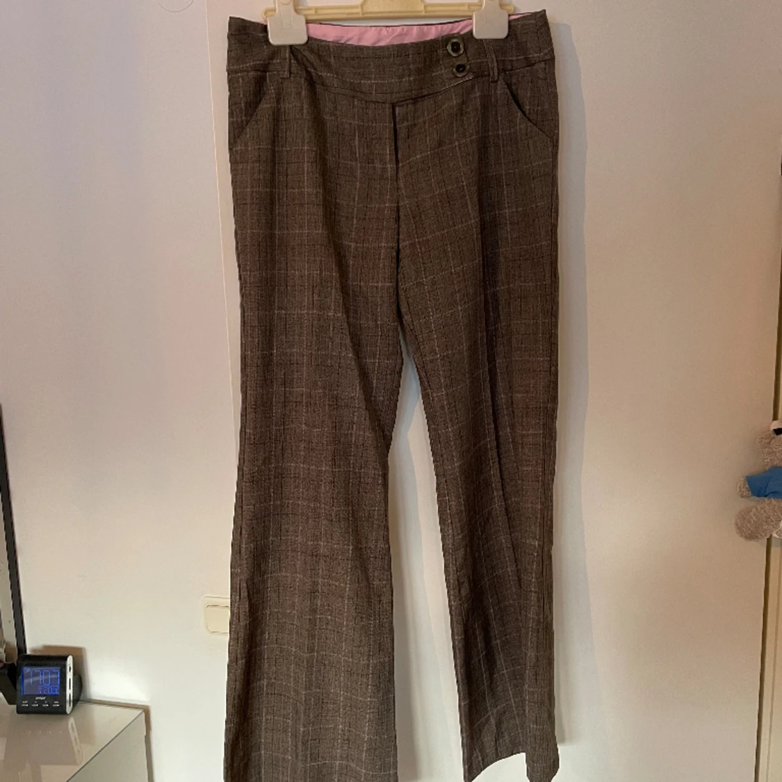 Lowaisted rutiga kostymbyxor  - 91