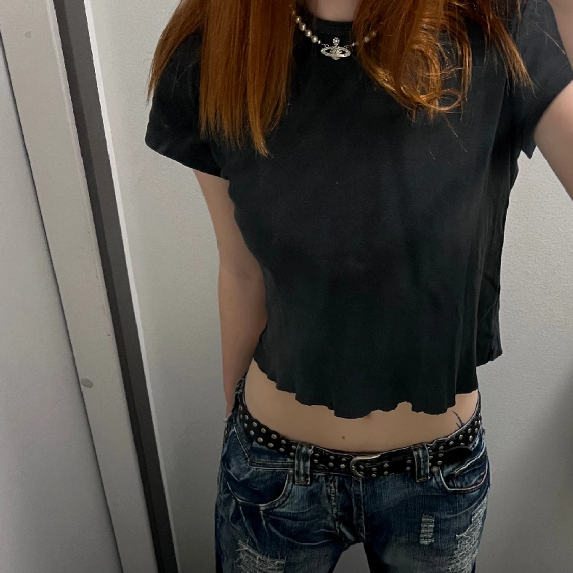 svart basic croppad t shirt