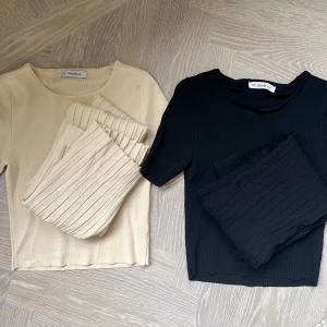 Kjol och tröja (set) - Säljer 2 likadana set från Chiquelle, Dilvin. 1 beige och 1 svart. Storlek S, passar mellan 34-38 skulle jag säga. Stretchigt tyg. 90kr/per set