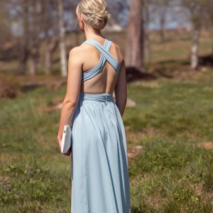 Blå balklänning  - Säljer en enkel men väldigt fin ljusblå balklänning i storlek 34 från Nelly, köptes 2023 och har används 1 gång så den är i fint skick🫶🏼🫶🏼  Slutsåld på Nellys hemsida 