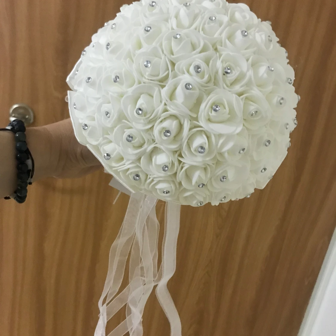 Bröllop Brud Kristall Sidan Satin Konstgjord Bukett  - 90