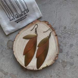 Artisanal Copper & Brass crafted Earrings.  Handmade with a Layered Leaf Design.  Made in Chile  Very Good Condition.