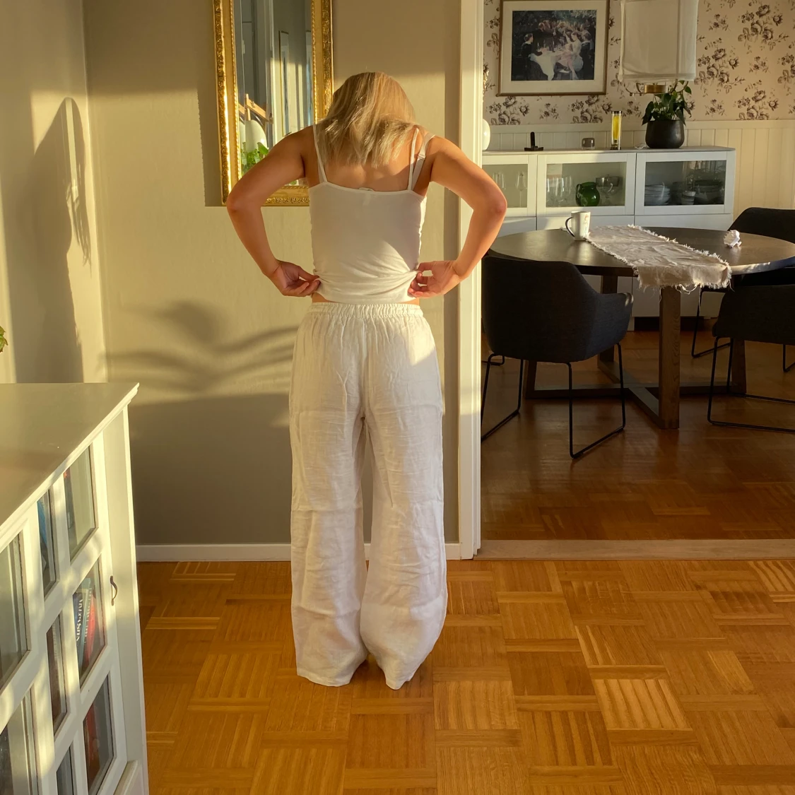 Lågmidjade linnebyxor  - 90