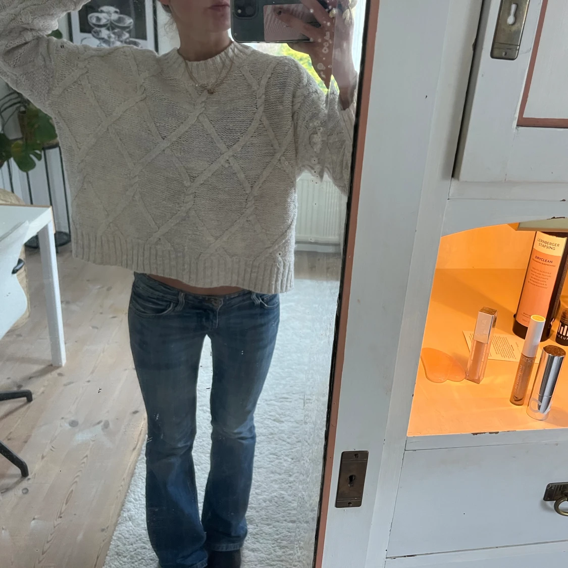 Vit Stickad tröja!! - 90