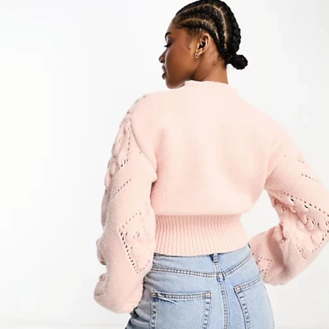 Rosa stickad tröja - 90