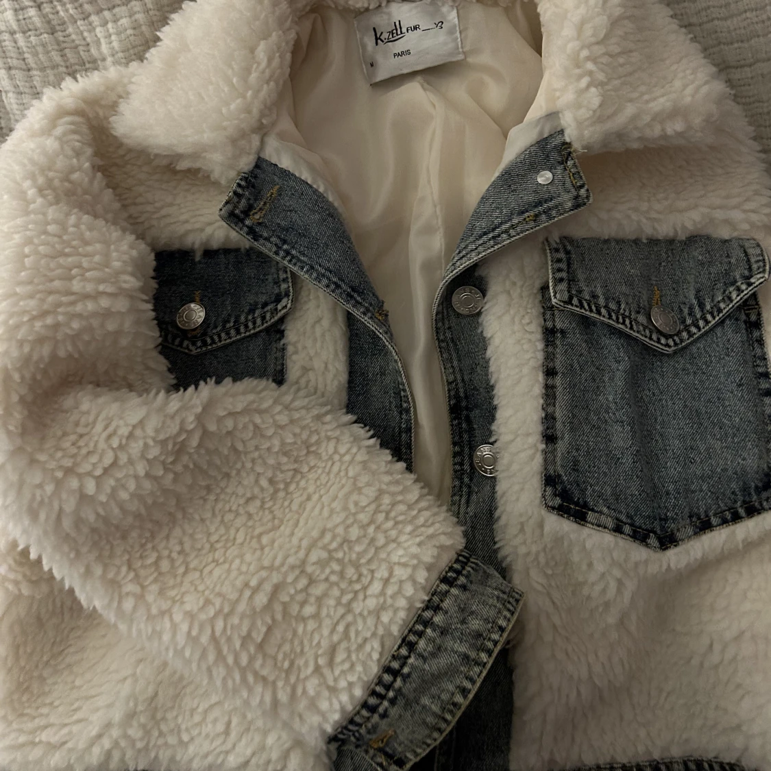 Varm Vit Teddy jacka - 90