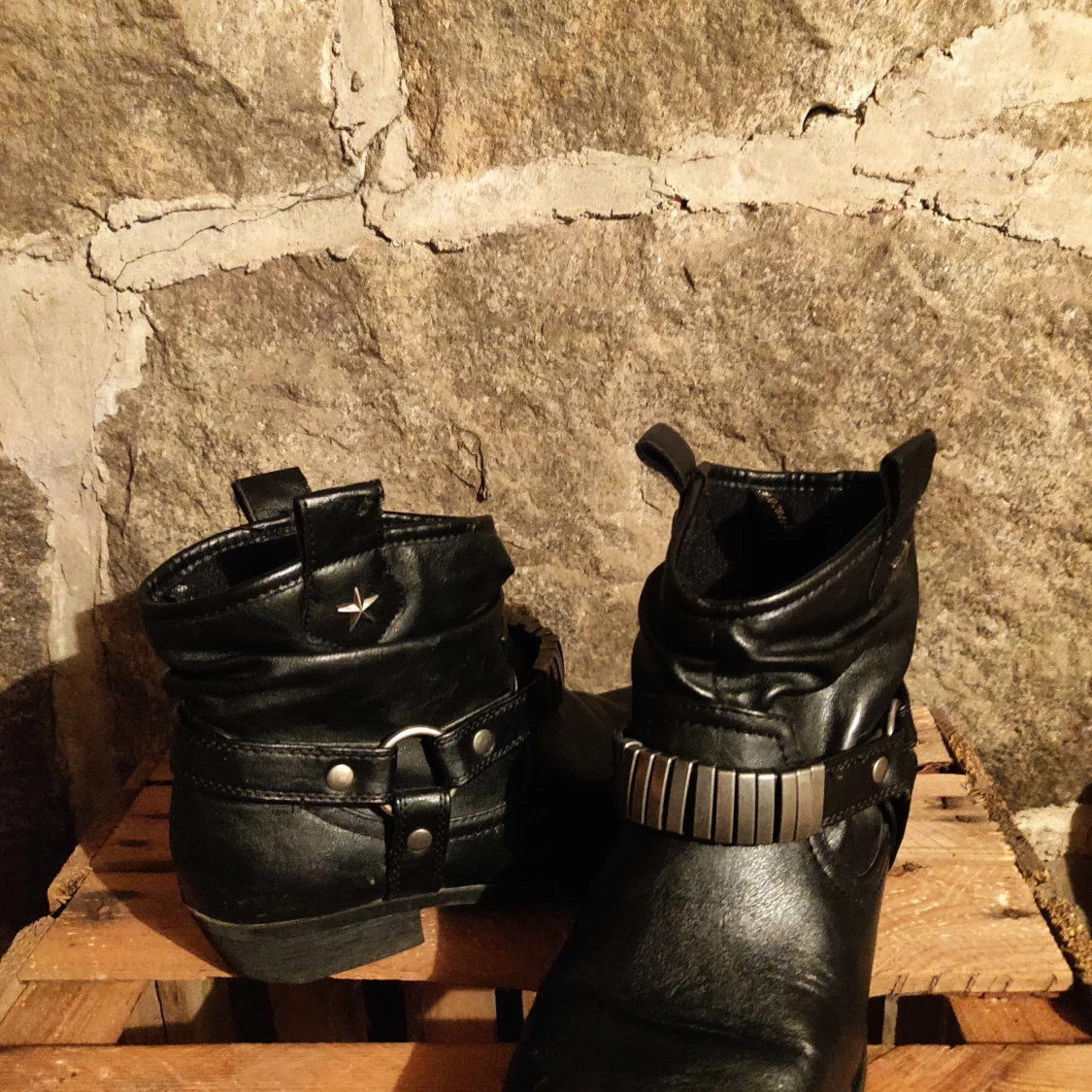 Boots cowboy cowboyboots straps 38 western rocker hårdrock metal biker sleaze glam - 91