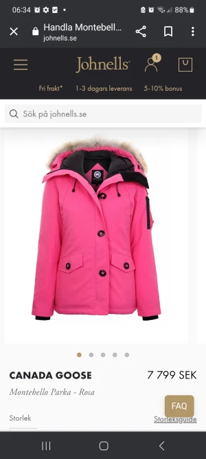 Rosa canada goose storlek m - Super fin rosa canada goose svårt att få till fägen så har lagt upp 2 bilder från hemsidan jätte fint skick storlek m lite smutsig vid sluter av armen men går bort hel o fin äkta 