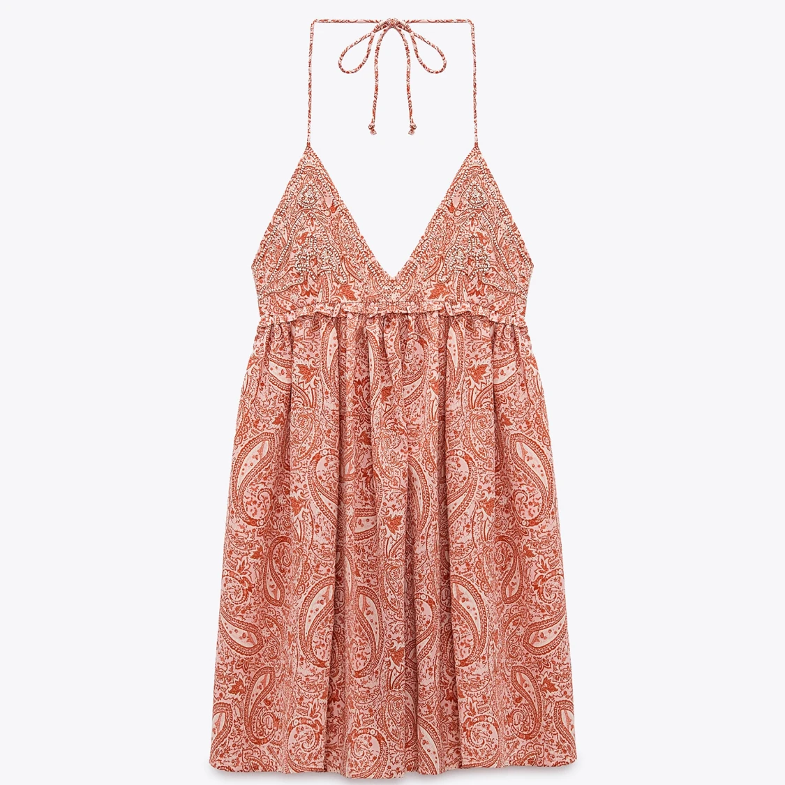 printed beaded mini dress zara