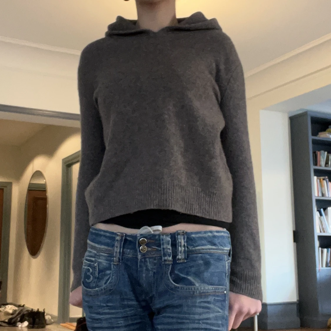 Stickad hoodie  - 90