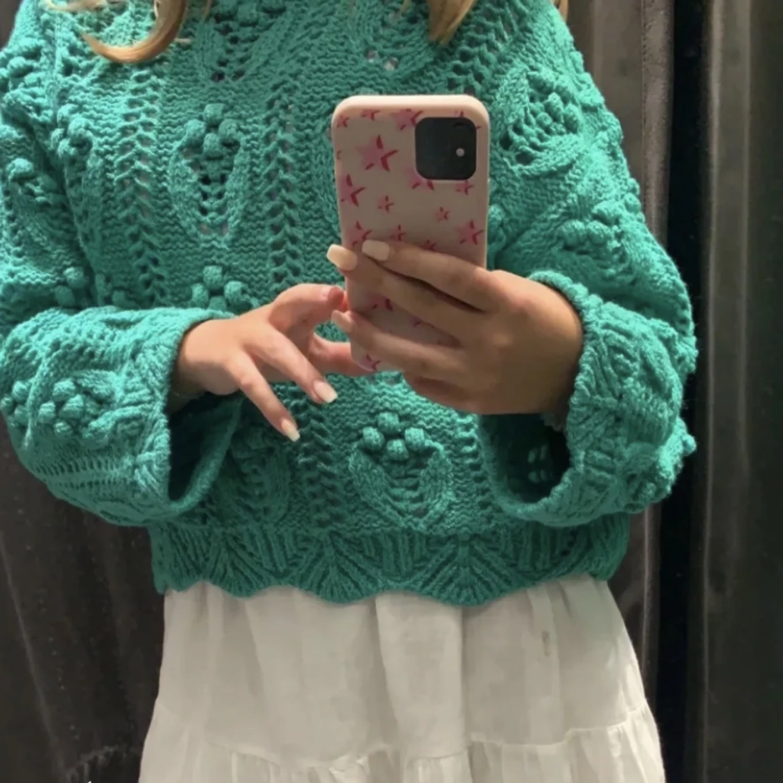 Grön stickad tröja  - 90