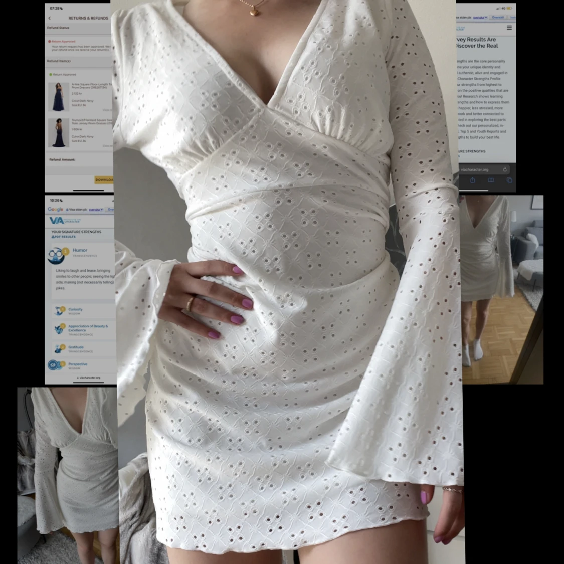 Den perfekta studentklänningen! Älskar den men vill ha en kortärmad klänning istället! Det är det skönaste materialtet. Inte alls genomskinligt! Köpt från boohoo och pr slutsåld!💕 - 90