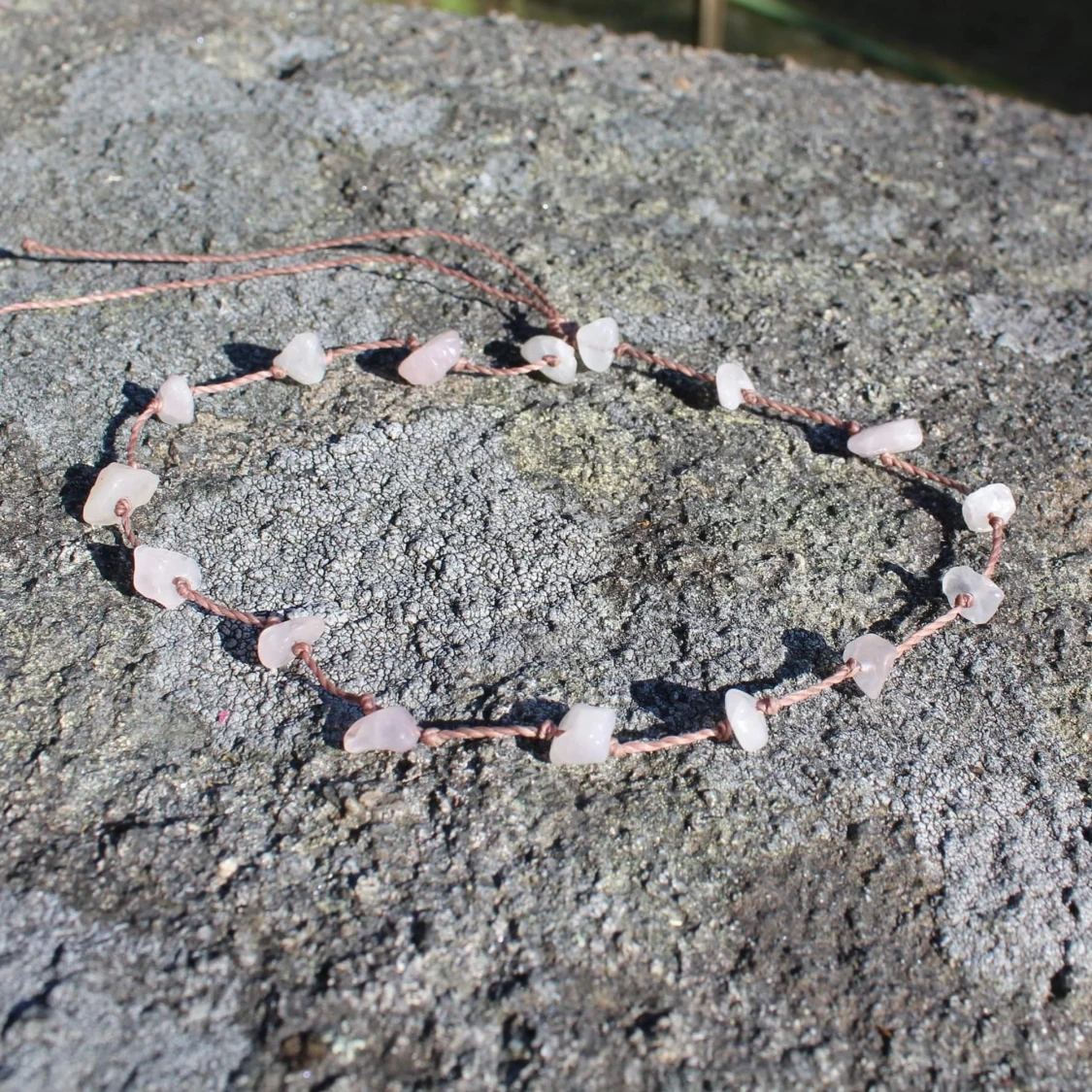 Handgjort rose quartz halsband - 91