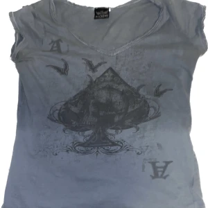 Grå blå tröja med tryck  - En tröja jag köpt på en second hand i Linköping, märket är ALCHEMY England, storlek är M.