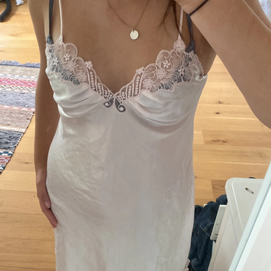 Vintage nattlinne rosa - 90