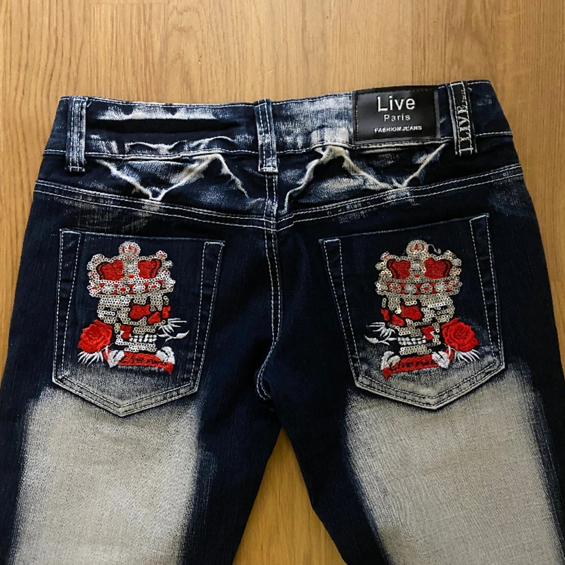 Live Paris Jeans med prints, low rise flared - 91