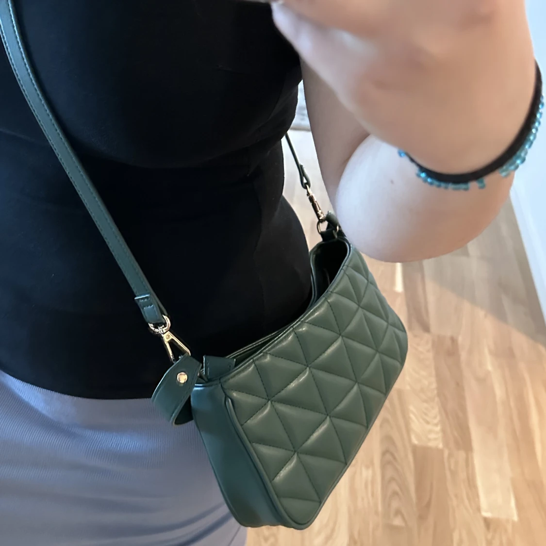 Mörk grön crossbody och Axel väska  - 91