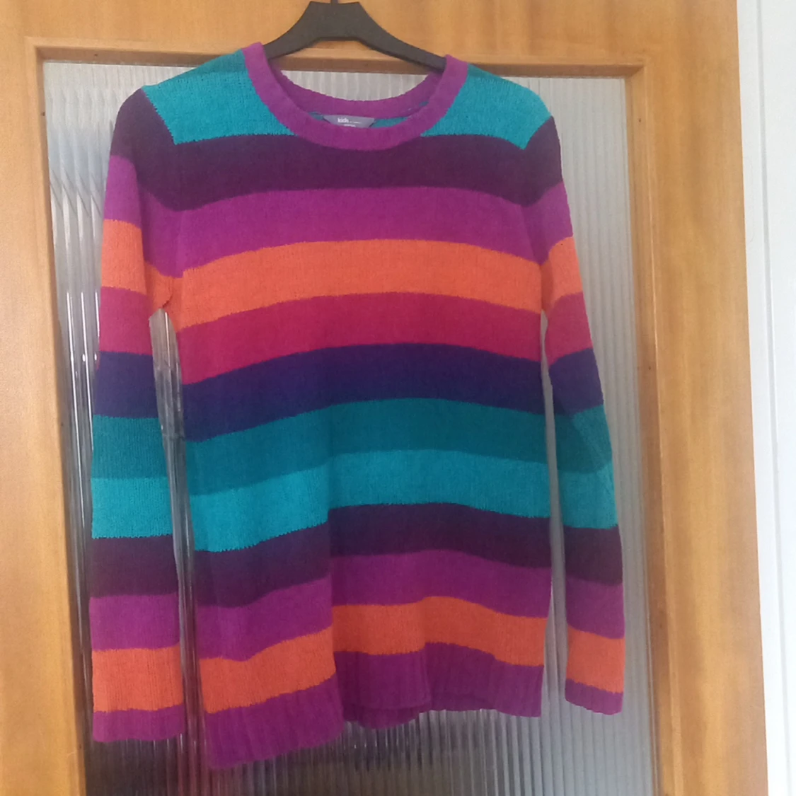 Stickad tröja, chenille, strl 158/164