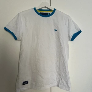 Vit t-shirt - Vit t-shirt med blåa muddar🤩
