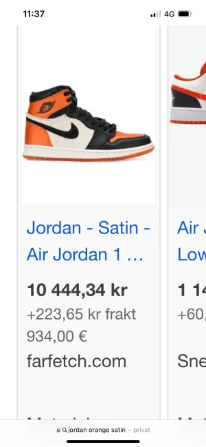 Jordans  - Storlek 38,5, fint skick och medföljer kartong och vita snören.