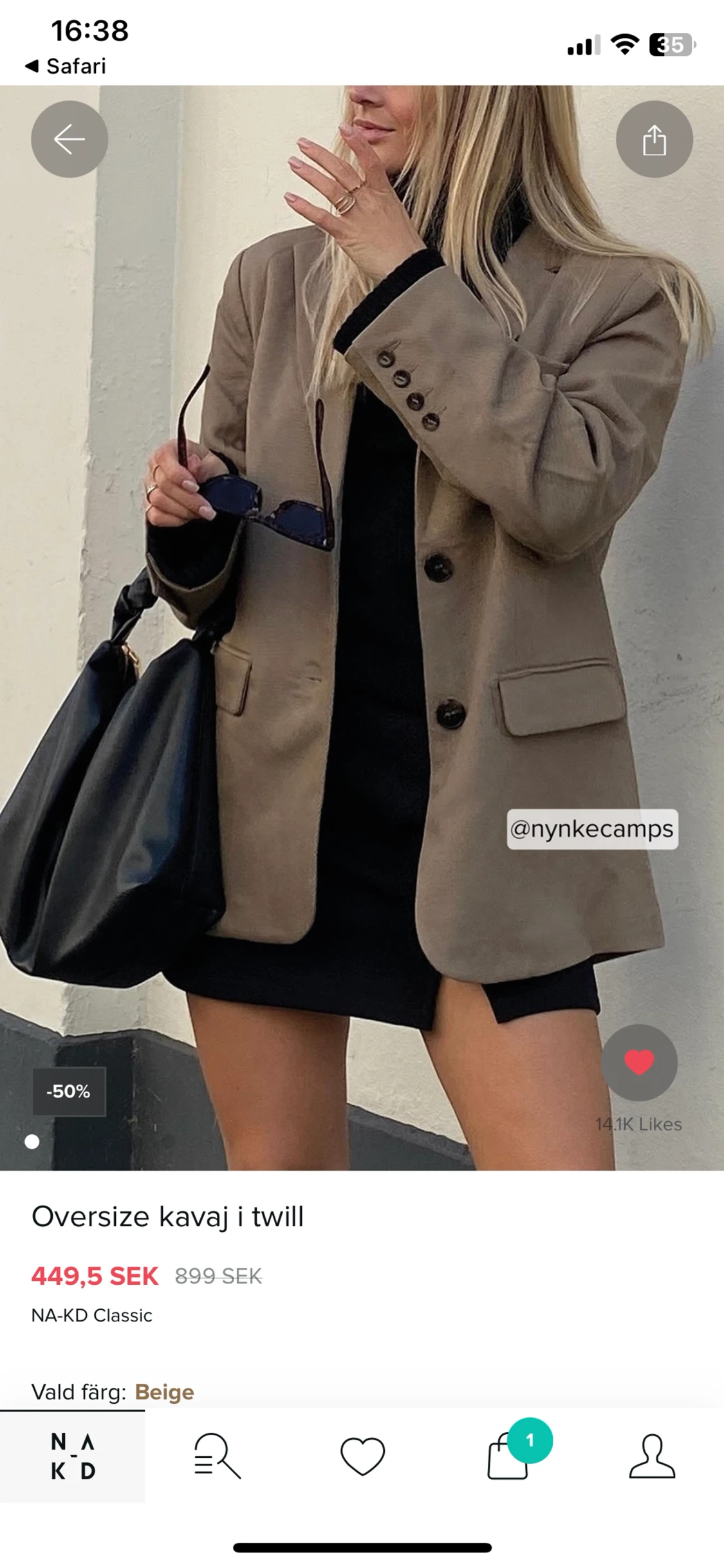 Nakd översize kavaj Brun/beige/greige 