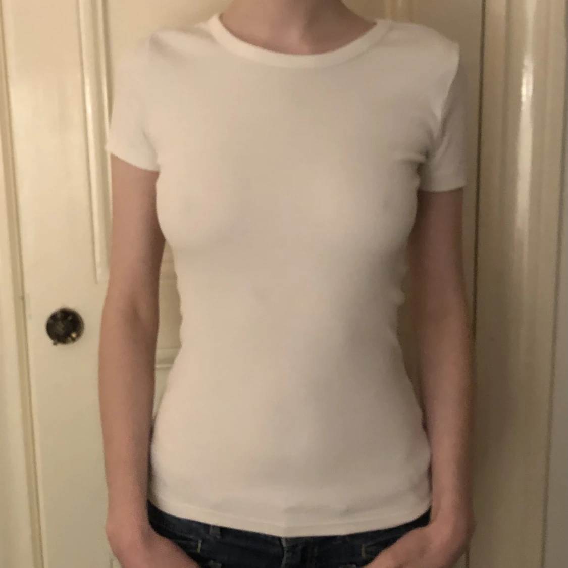 Lång vit T-shirt  - 90