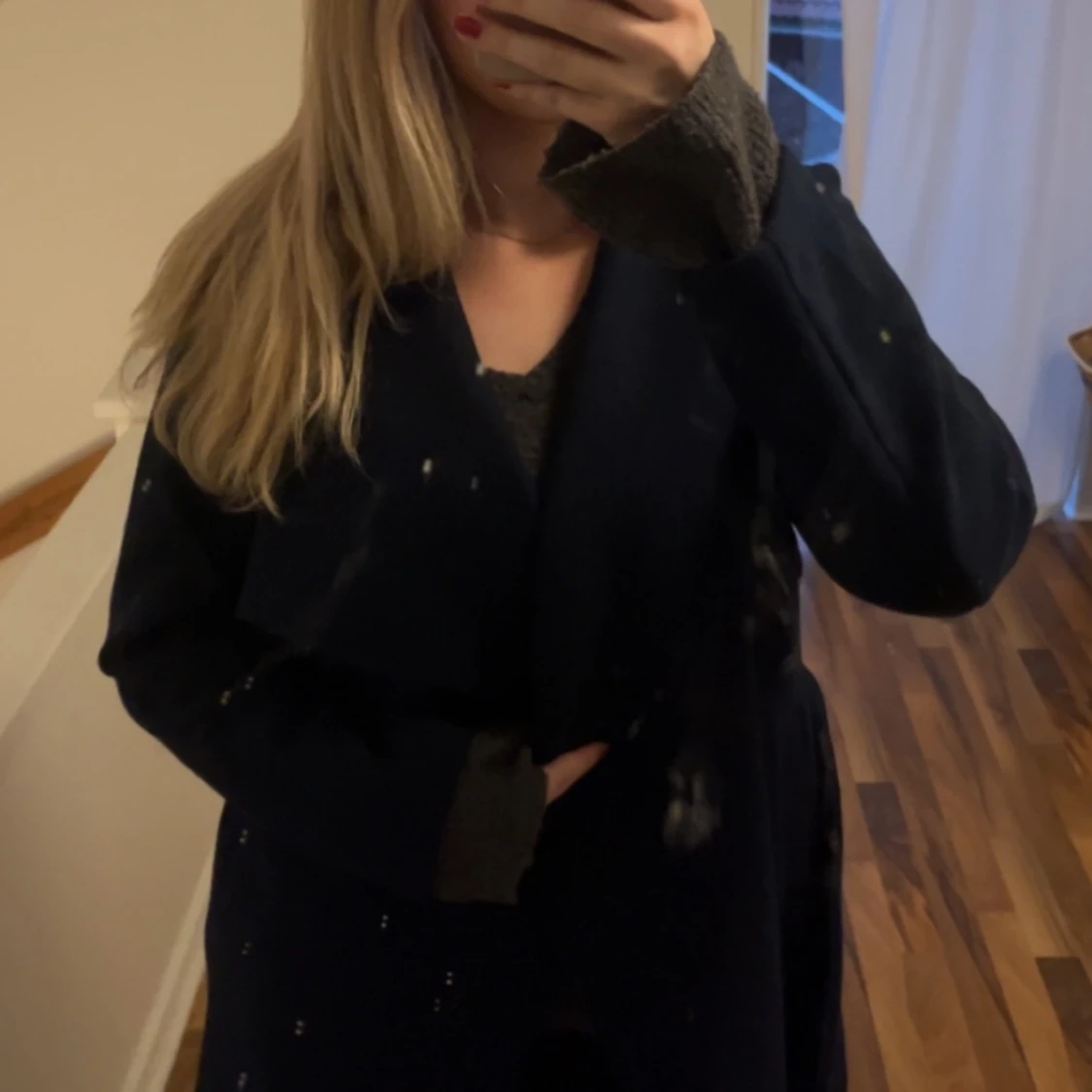 Marinblå kappa/trenchcoat - 91