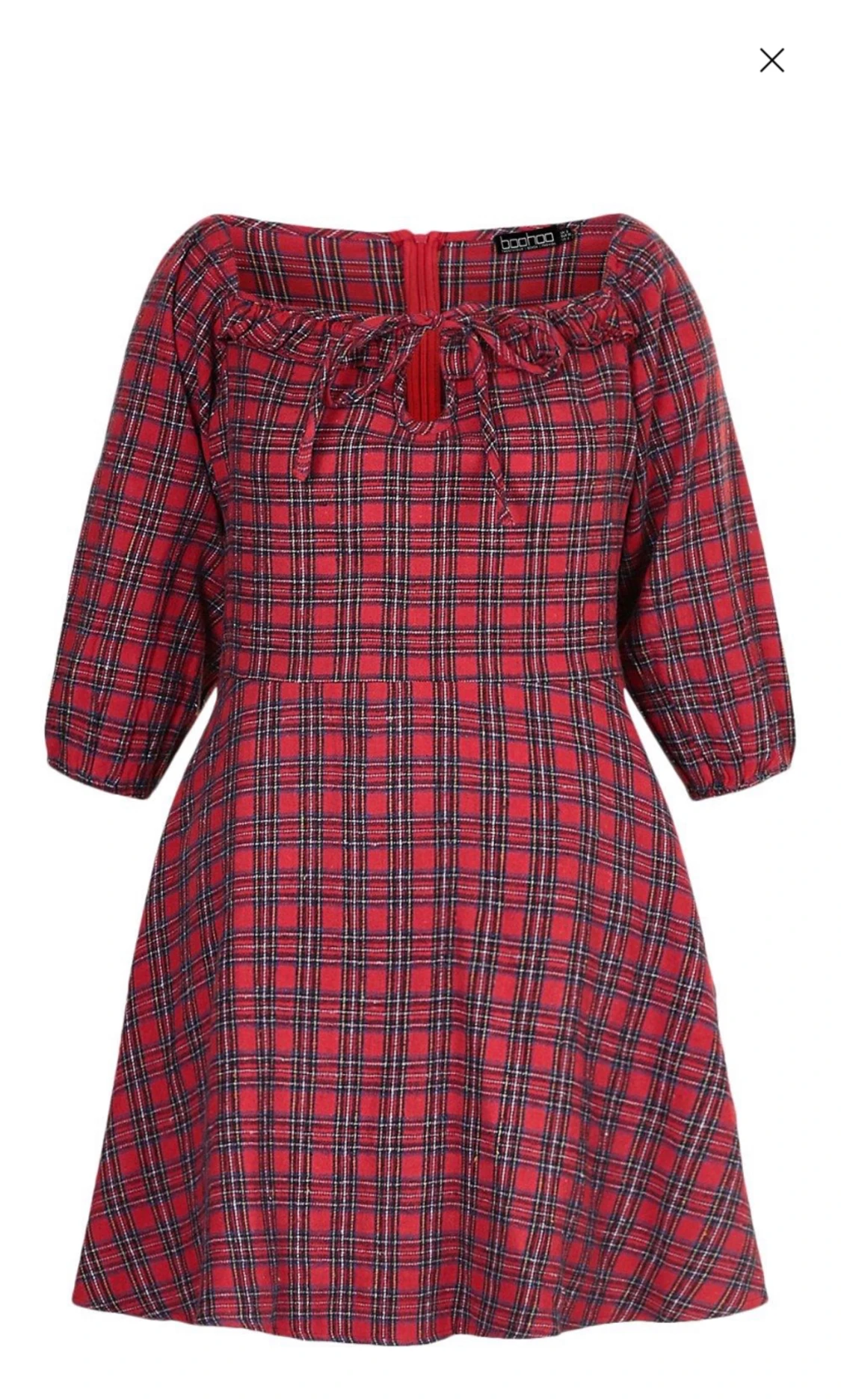 Röd rutig klänning - 90