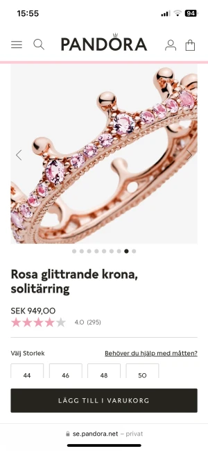 Pandora Pink Sparkling Crown ring  - Helt ny, Från Pandora. Storlek 56. Pläterad med 14 karat roséguld✨💕 Kvitto finns🌸