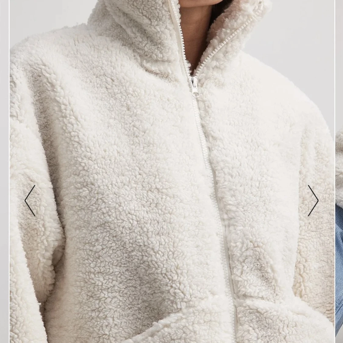 Lång teddyjacka med dragkedja  - 90