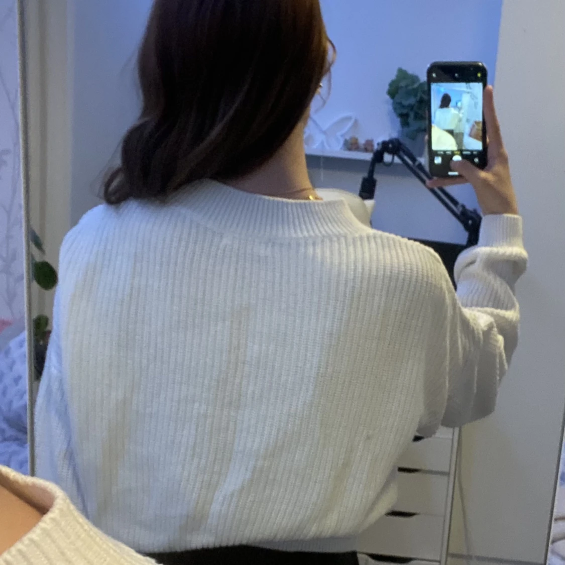 Vit stickad tröja - 91