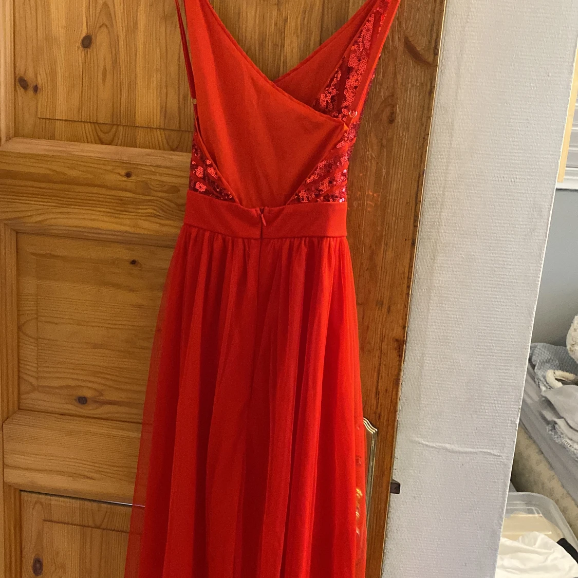 Balklänning röd lång